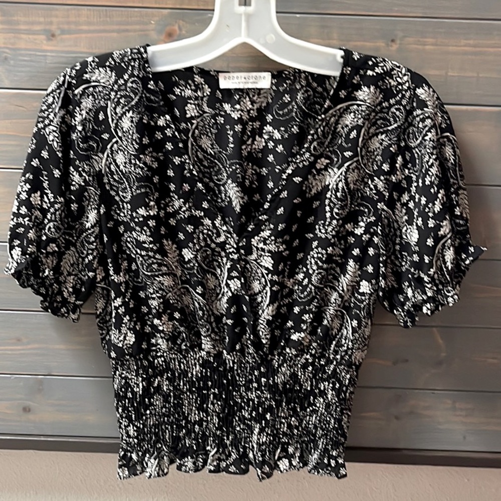 Paper Crane Black & White Sheer Top